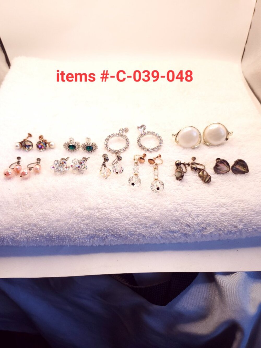 10 Vintage Pair of Screw on Earrings, items # C-039-048,.  wt.  78 grams.